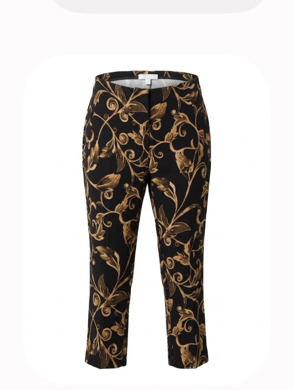 Black & Gold Floral Print Women's Pants By Lane Bryant Chicos SZ 3 (16)